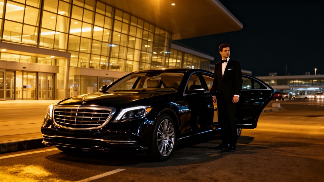 Premium black car at Chișinău Airport